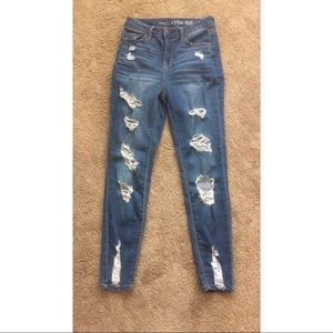 High-rise distressed jeans